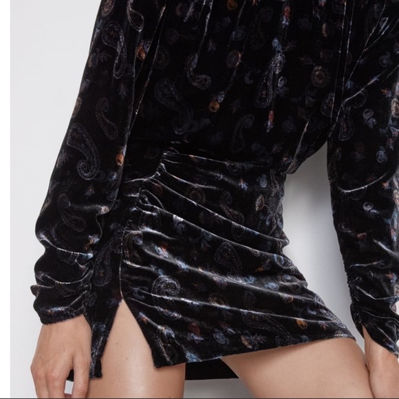 ZARA PAISLEY PRINT VELVET DRESS - Picture 8 of 10